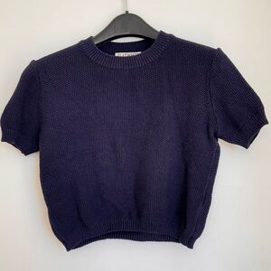 FLAT WHITE ANTHROPOLOGY SHORT SLEEVE KNITTED SWEATER